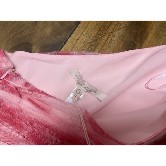 Hutch - Savvy Pink Blurred Berry Floral Tulle One Shoulder Dress Size 6 NWT - Picture 8 of 14